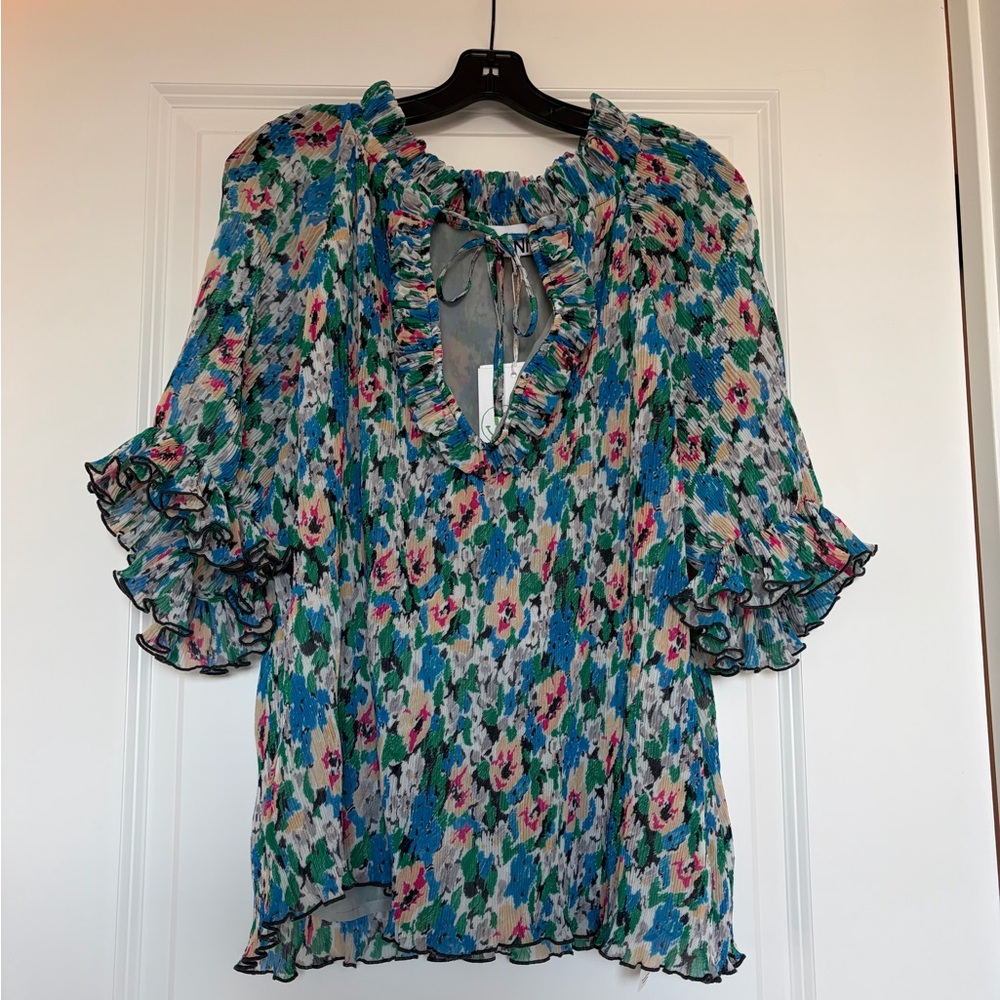 Ganni Ruffle Sleeve Blouse